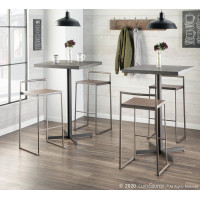 Lumisource BT-FUJI ANE Fuji Industrial Bar Table in Antique Metal and Espresso Bamboo